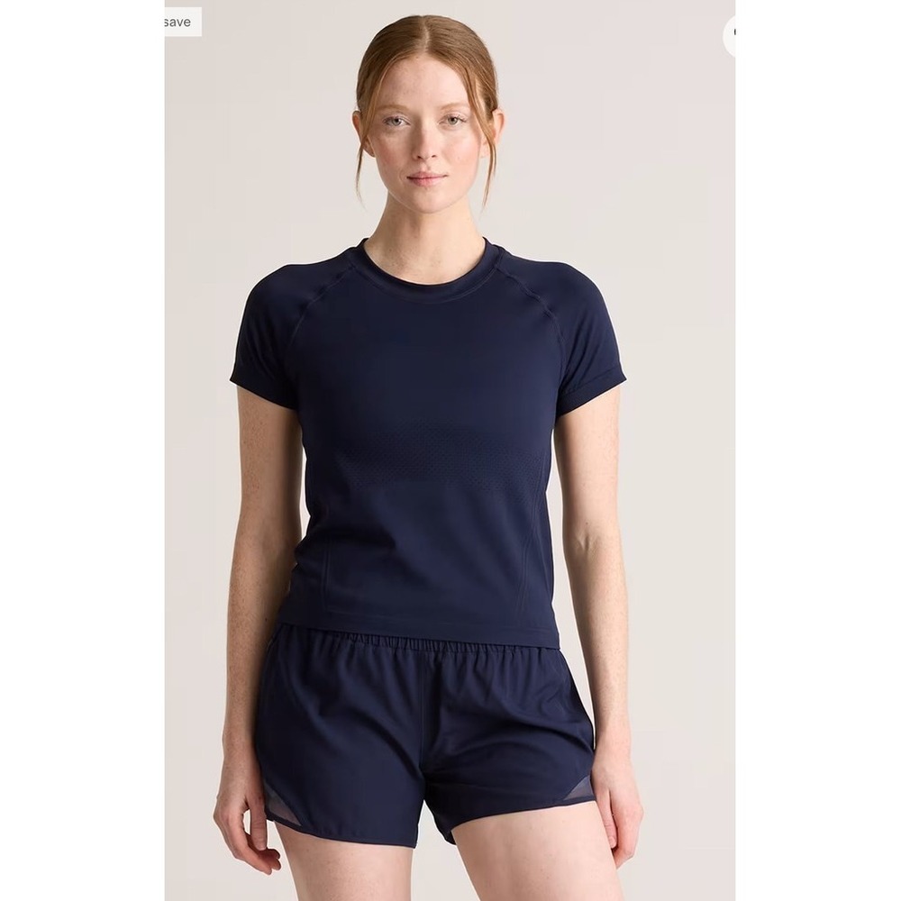 Quince Performance T-Shirt Women's S Navy Blue Short Sleeve Crew Neck seamless
